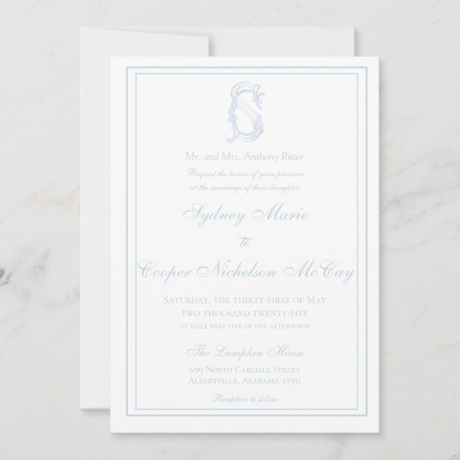 Grandmillennial et élégante invitation de mariage (Devant)