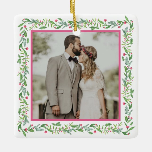 Grandmillennial Evergreen Swag | Foto Keramikornament (Vorderseite)