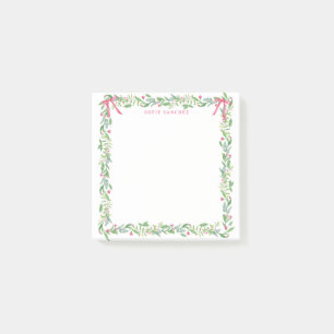 Grandmillennial Evergreen Swag mit Monogram Post-it Klebezettel
