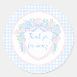 Grandmillennial Floral Gingham Preppy Birthday Runder Aufkleber