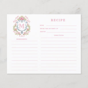 Grandmillennial Floral Wappen Monogramm Rezept Kar