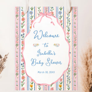 Grandmillennial Florales Babyshower Willkommen Poster
