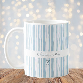 Grandmillennial Hellblaue Streifen Elegantes Cotta Kaffeetasse