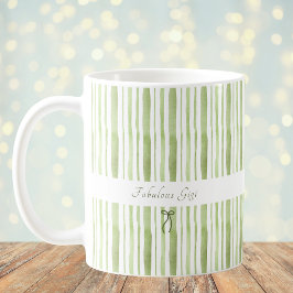Grandmillennial Hellgrün gestreifte elegante Cotta Kaffeetasse