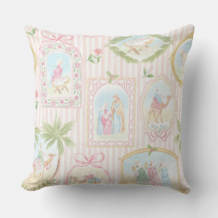 Grandmillennial Pastel-Weihnachtsmonogramm Kissen