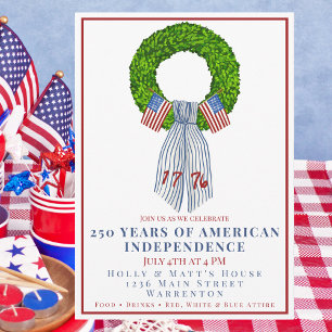 Grandmillennial Patriotischer Kranz Amerika 250. Einladung