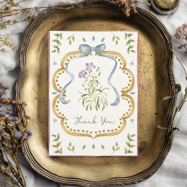 Grandmillennial Preppy Ribbon Frame Baby Shower Dankeskarte
