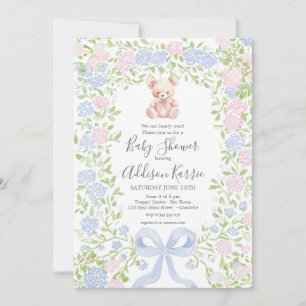 Grandmillennial rosa Bären-Baby-Party-Einladung Einladung