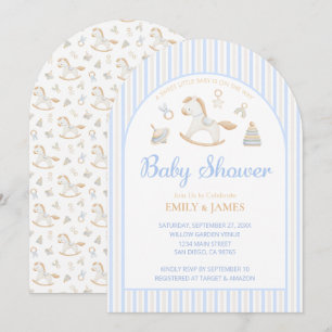 Grandmillennial Schaukelpferd Baby Boy Babyparty-E Einladung