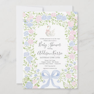 Grandmillennial Swan baby shower invite Einladung