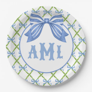 Grandmillennial Topiary Monogramm Pappteller