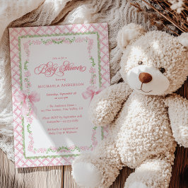Grandmillennial Watercolor Blütenbow Baby Dusche Einladung