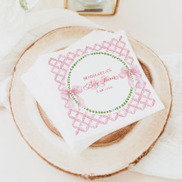 Grandmillennial Watercolor Blütenbow Baby Dusche Serviette