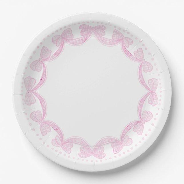 Grandmillennial Watercolor Bows Paper Teller (Vorderseite)