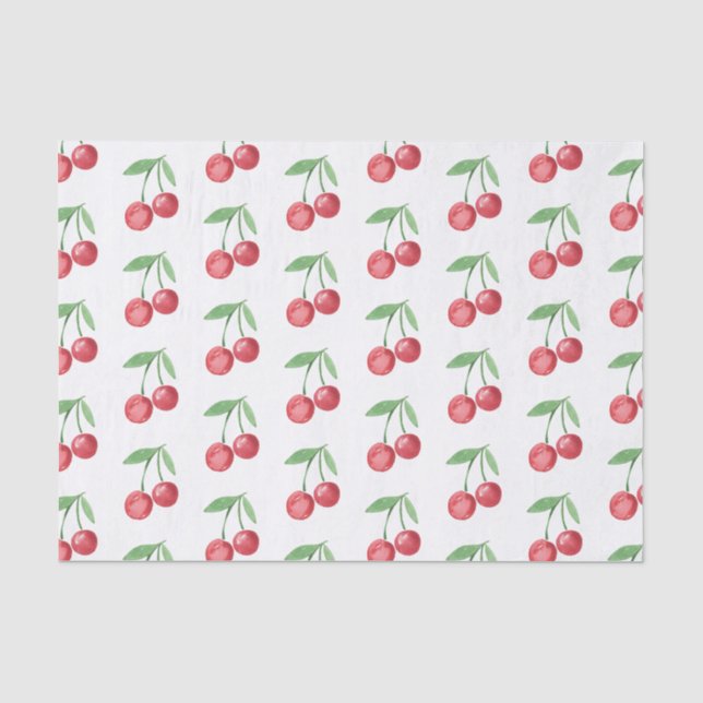Grandmillennial Watercolor Cherries Seidenpapier (Vorderseite)