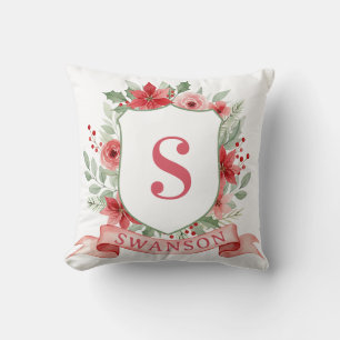 Grandmillennial-Weihnachtswappen   Weihnachtsmonog Kissen