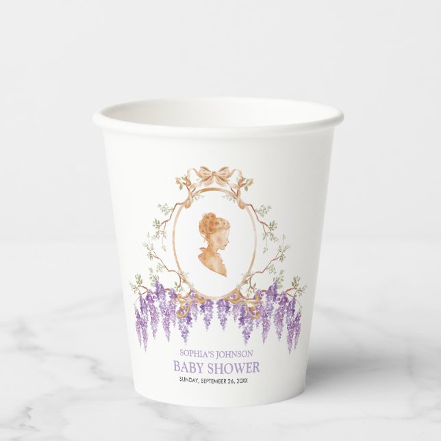 Grandmillennial Wisteria Baby Shower  Pappbecher (Vorderseite)