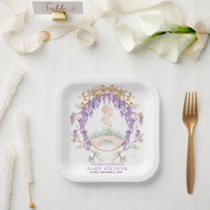Grandmillennial Wisteria Babyparty  Pappteller