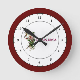 Grandmother Antique Rose Round Clock Runde Wanduhr
