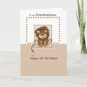 Grandnephew 1. Geburtstag Löwe Karte