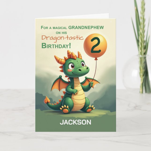 Grandnephew 2. Geburtstag Personalisieren Niedlich Karte (Vorderseite)