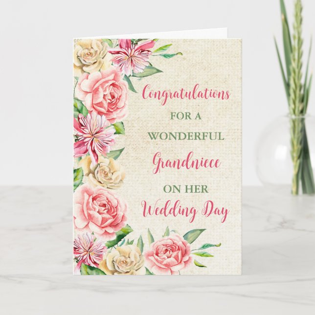 Grandniece Wedday Herzlichen Glückwunsch Karte (Vorderseite)