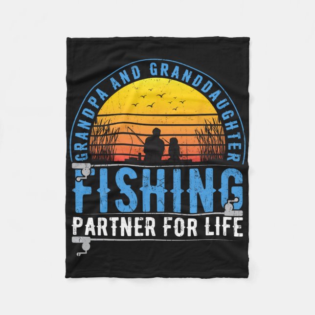 Grandpa And Granddaughter Fishing Buddies For Life Fleecedecke (Vorderseite)