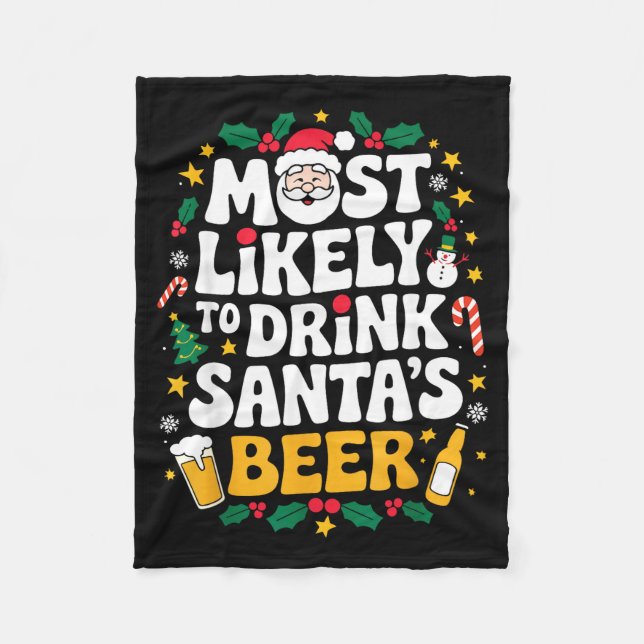 Grandpa Christmas Men Dad Most Likely To Drink San Fleecedecke (Vorderseite)
