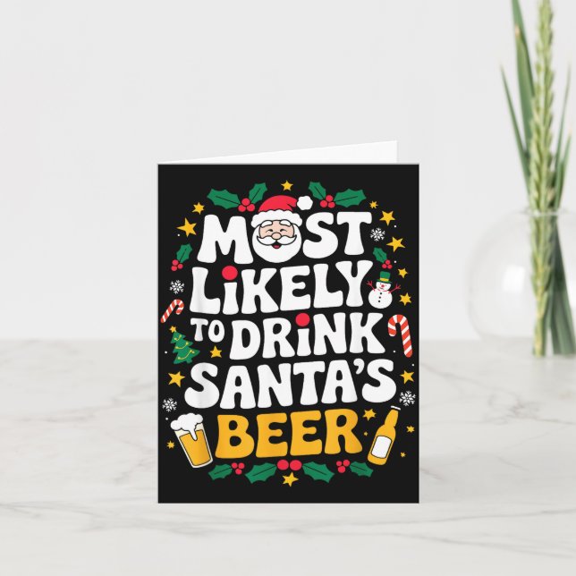 Grandpa Christmas Men Dad Most Likely To Drink San Karte (Vorderseite)