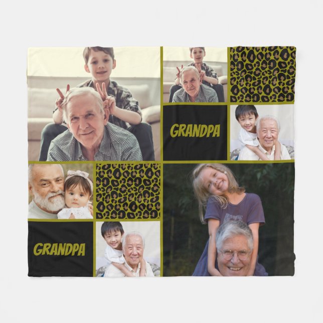  Grandpa Custom Photo Collage  Fleecedecke (Vorderseite (Horizontal))
