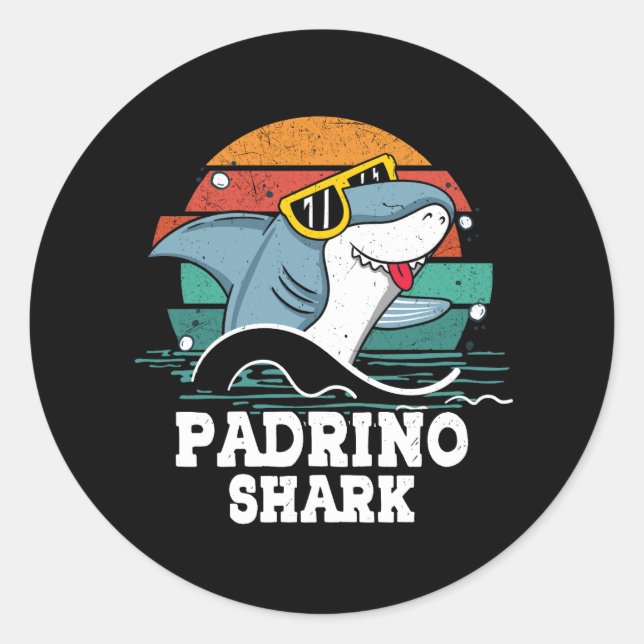 Grandpa Daddy Padrino Shark Spanischer Godvater Vi Runder Aufkleber (Vorderseite)