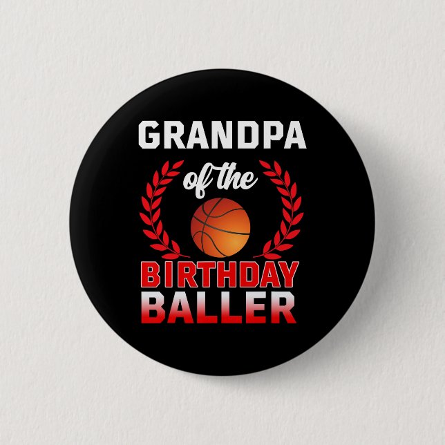 GRANDPA der Baller Basketball-Themenleiste am Gebu Button (Vorderseite)