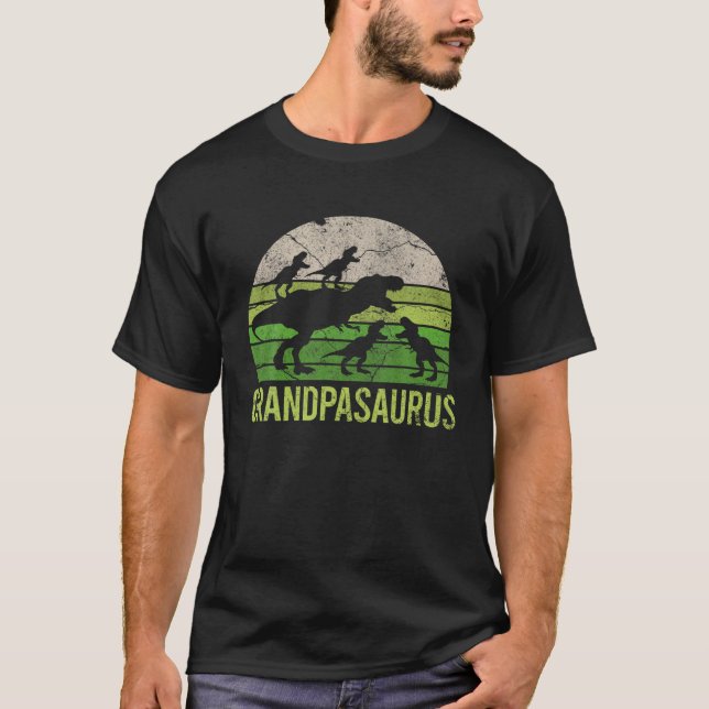 Grandpa Dinosaur Dad Gift Tee Funny 4 Four Kid Gra (Vorderseite)