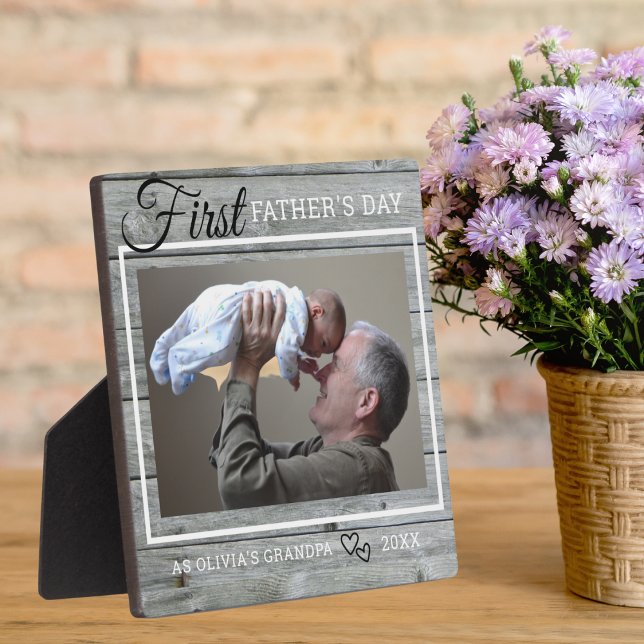 Grandpa Erste Vatertag Foto Rustikales graues Holz Fotoplatte (Von Creator hochgeladen)