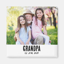 Grandpa Established Photo Gift Magnet
