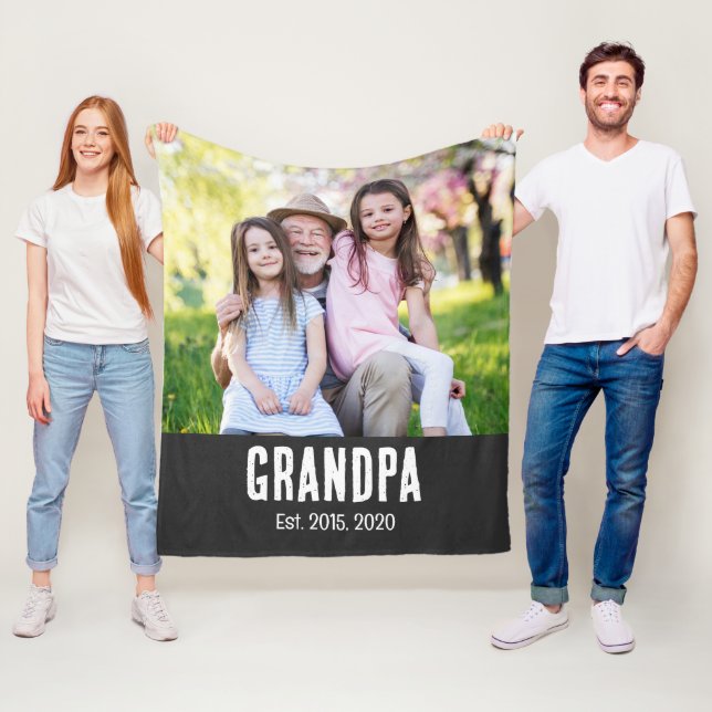 Grandpa Established White Script Photo Fleecedecke (Beispiel)