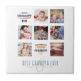 GRANDPA FOTO COLLAGE GIFT Proud Papa Pops Grampen Fliese