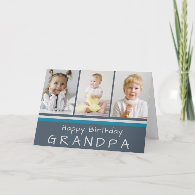 Grandpa Foto Collage Happy Birthday Karte (Vorderseite)