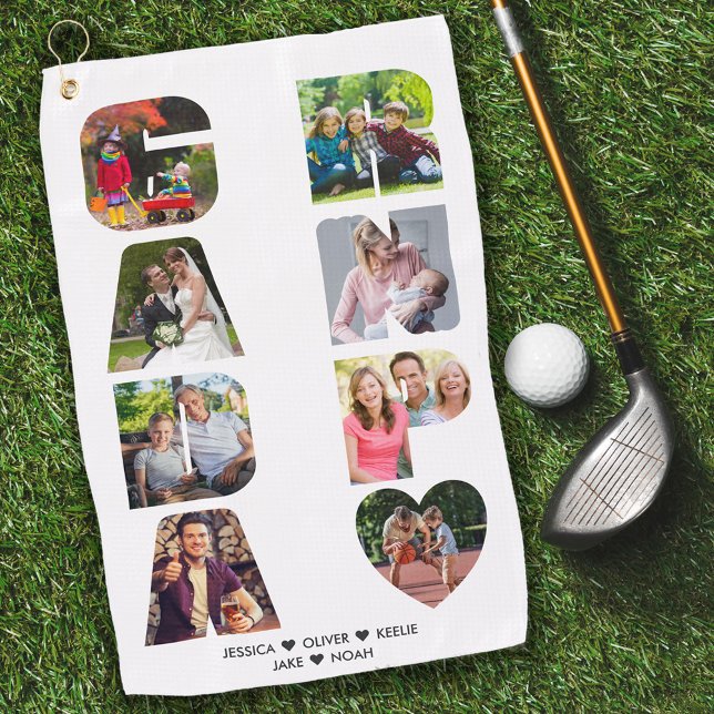 GRANDPA Foto Collage Letter Cutout Personalisiert Golfhandtuch (Von Creator hochgeladen)