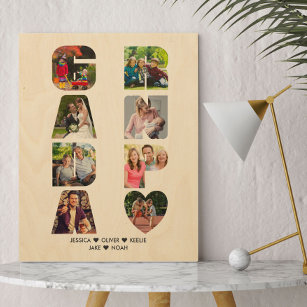 GRANDPA Foto Collage Letter Cutout Rustikal Holzdruck