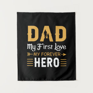 Grandpa Gift Dad My Forever Hero Wandteppich