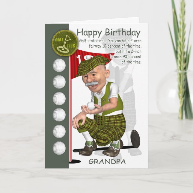 Grandpa Golfer Carte de voeux Anniversaire avec Hu (Devant)