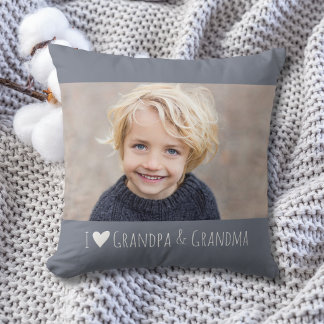 Grandpa Grandma I Love You Minimal Photo Kissen