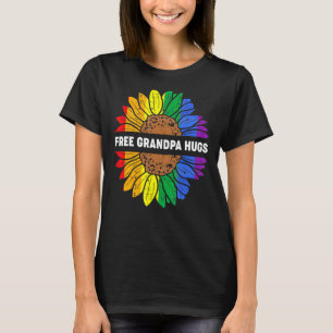 Grandpa Hugs Lgbt Daisy Rainbow Blume Hippie T-Shirt