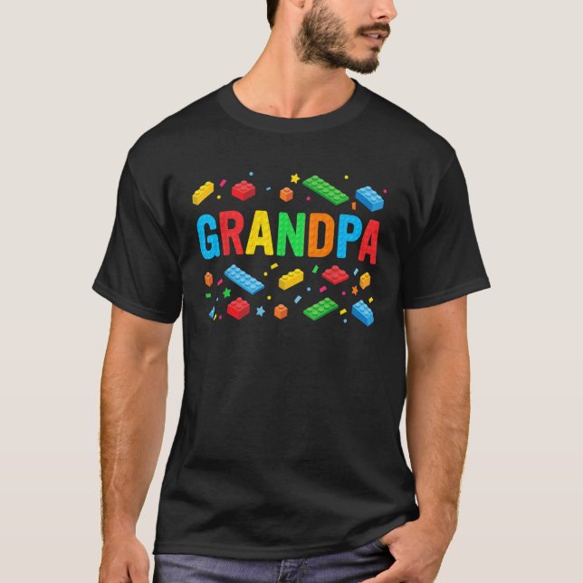 Grandpa Master Builder Building Bricks Blocks Fami T-Shirt (Vorderseite)
