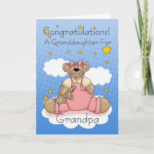 Grandpa New Baby Girl Glückwunsch Karte