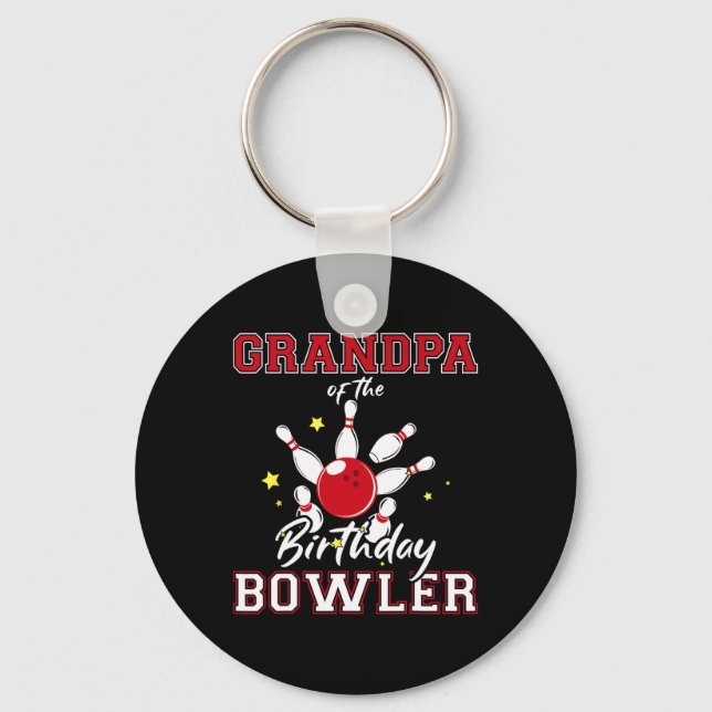 Grandpa Of The Birthday Bowler Bday Bowling Celebr Schlüsselanhänger (Vorderseite)