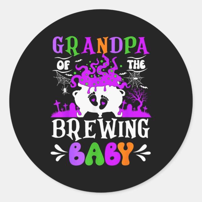 Grandpa Of The Brewing Baby Grandpa To Be Hallowee Runder Aufkleber (Vorderseite)