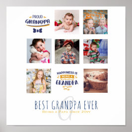 GRANDPA PHOTO COLLAGE GIFT Proud Papa Pops Gramps Poster
