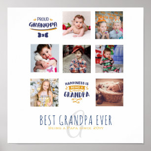 GRANDPA PHOTO COLLAGE GIFT Proud Papa Pops Gramps Poster